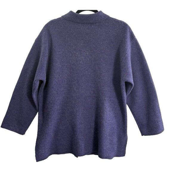 NEWTON TRADING Women Lambswool Sweater Sz 1X Blue Button Front Pockets 22-6 - Picture 2 of 12